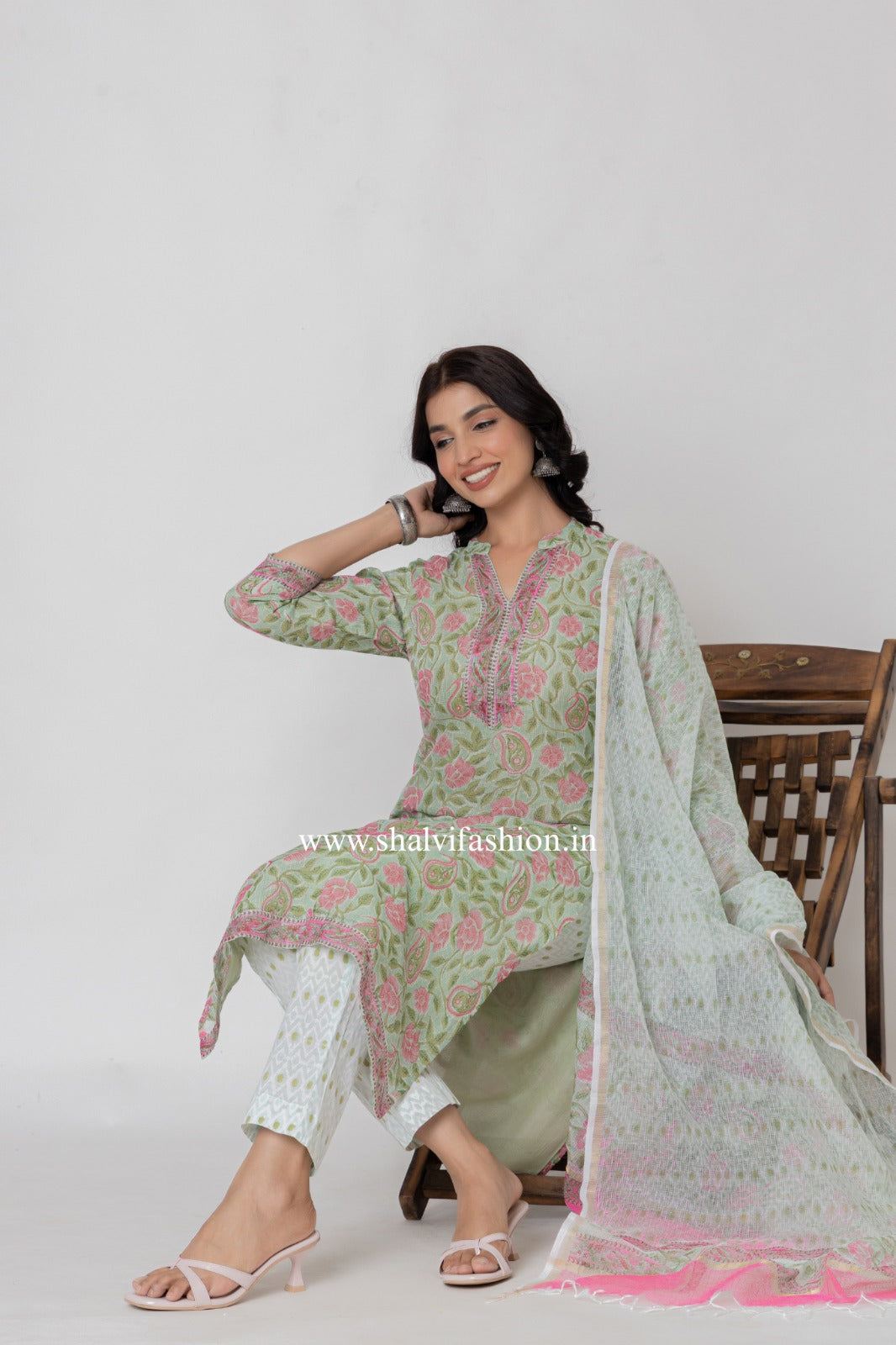 Shop stitched collection block print cotton suits (CSS266)