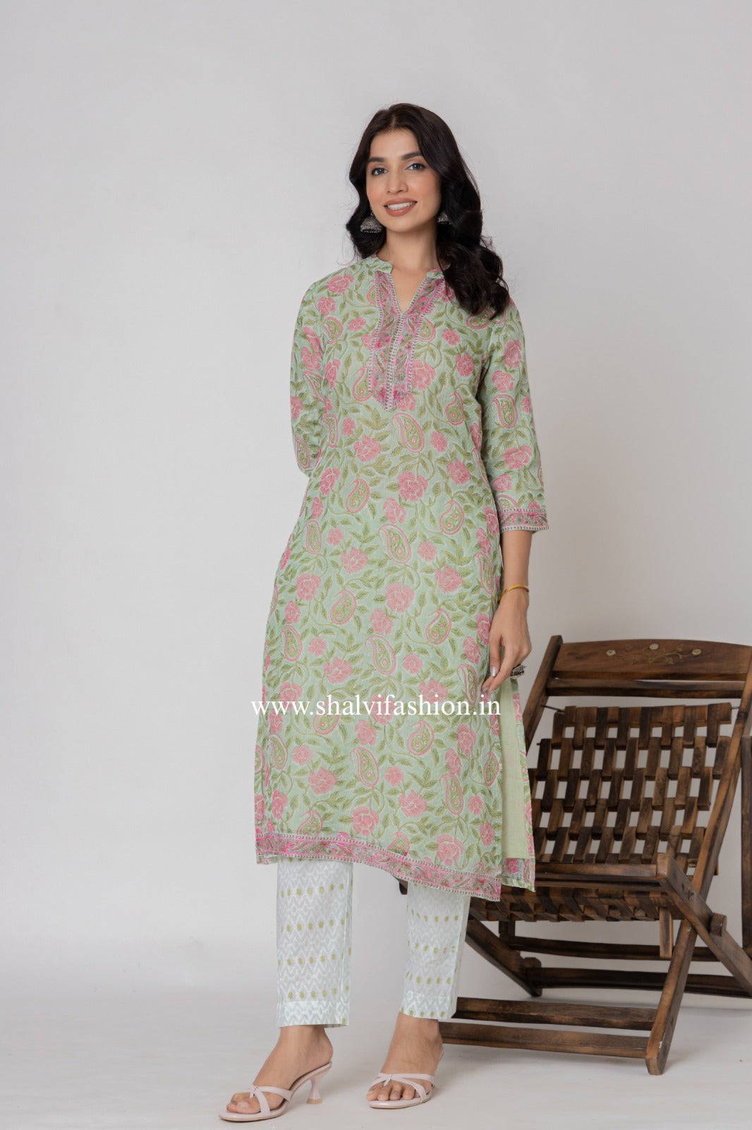 Shop stitched collection block print cotton suits (CSS266)