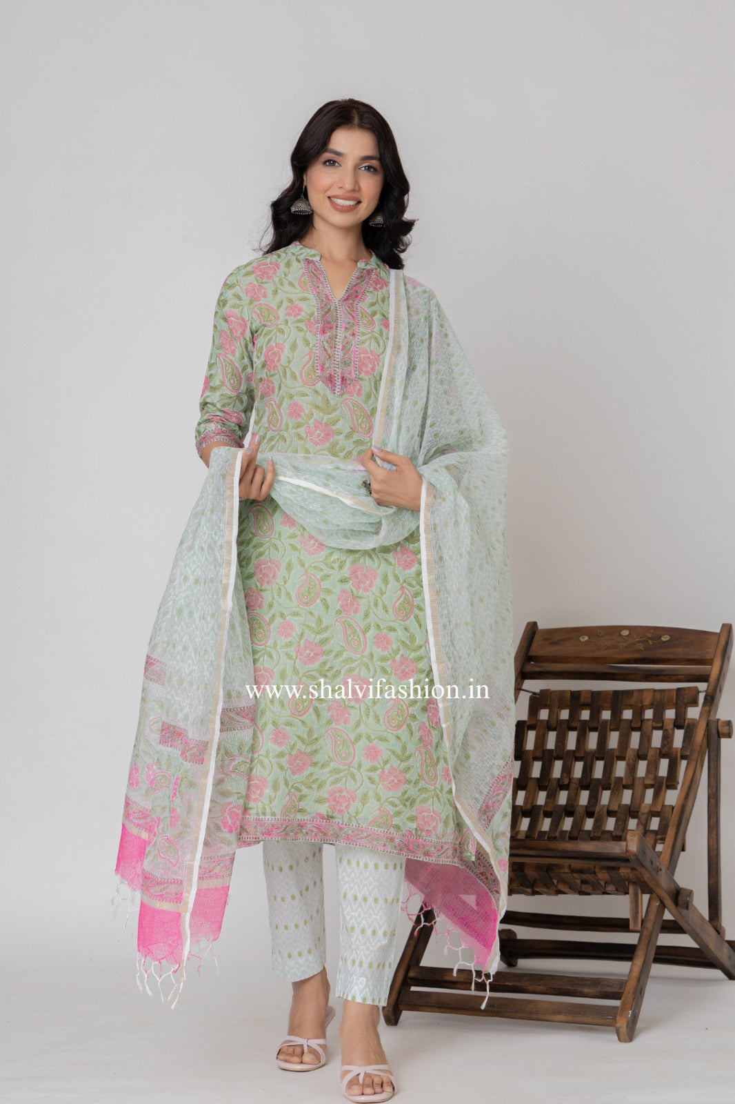 Shop stitched collection block print cotton suits (CSS266)