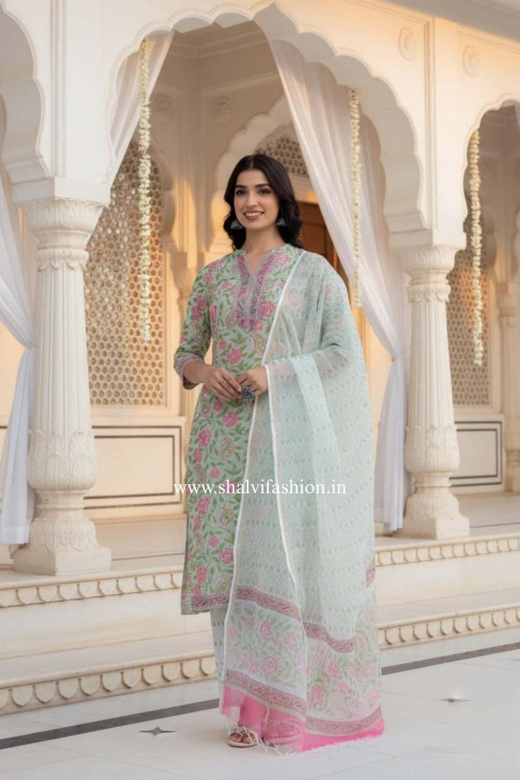 Shop stitched collection block print cotton suits (CSS266)