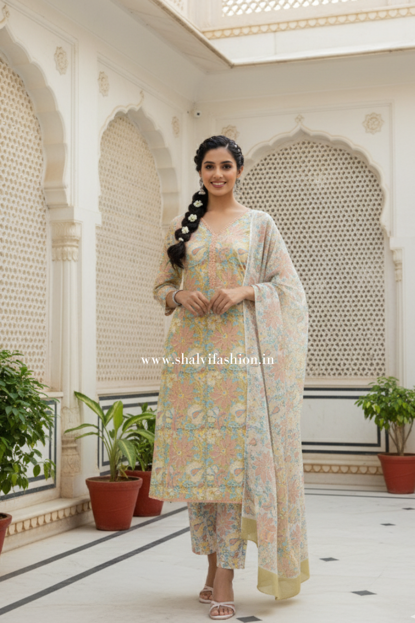 Shop hand block printed cotton suits online shopping (CSS290)