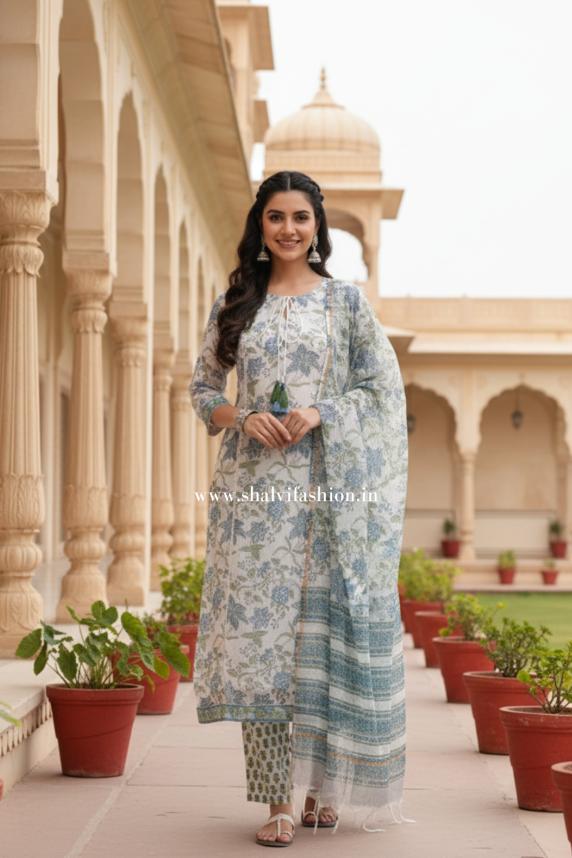 Shop block print kota doria suits online (CSS391)