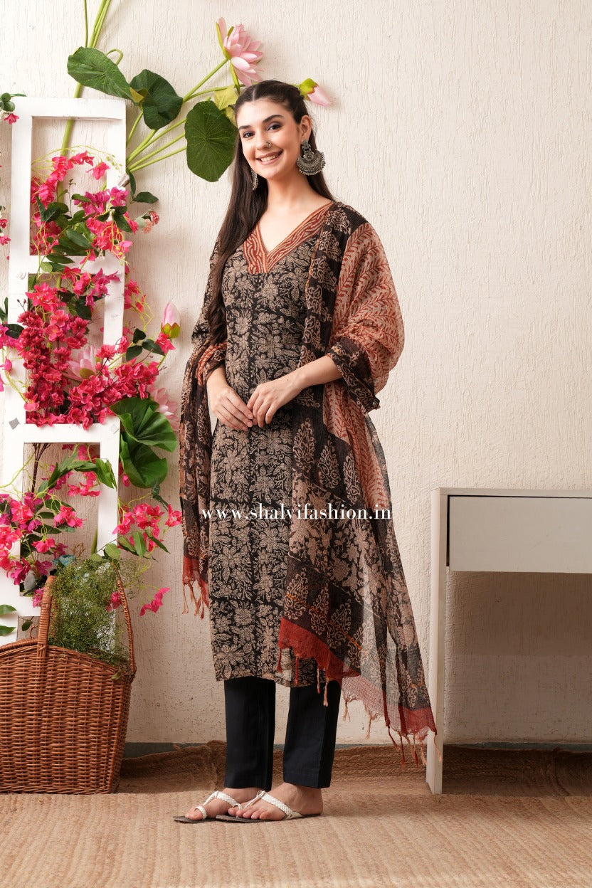 Shop block print kota doria suits online shopping (CSS398)