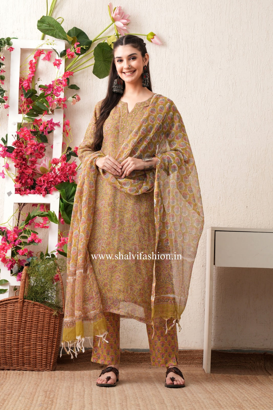 Shop sanganeri print kota doria stitched suits (CSS400)