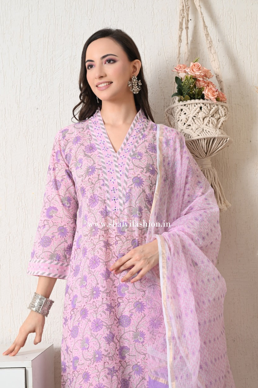 Shop hand block print cotton suits online shopping (CSS412)