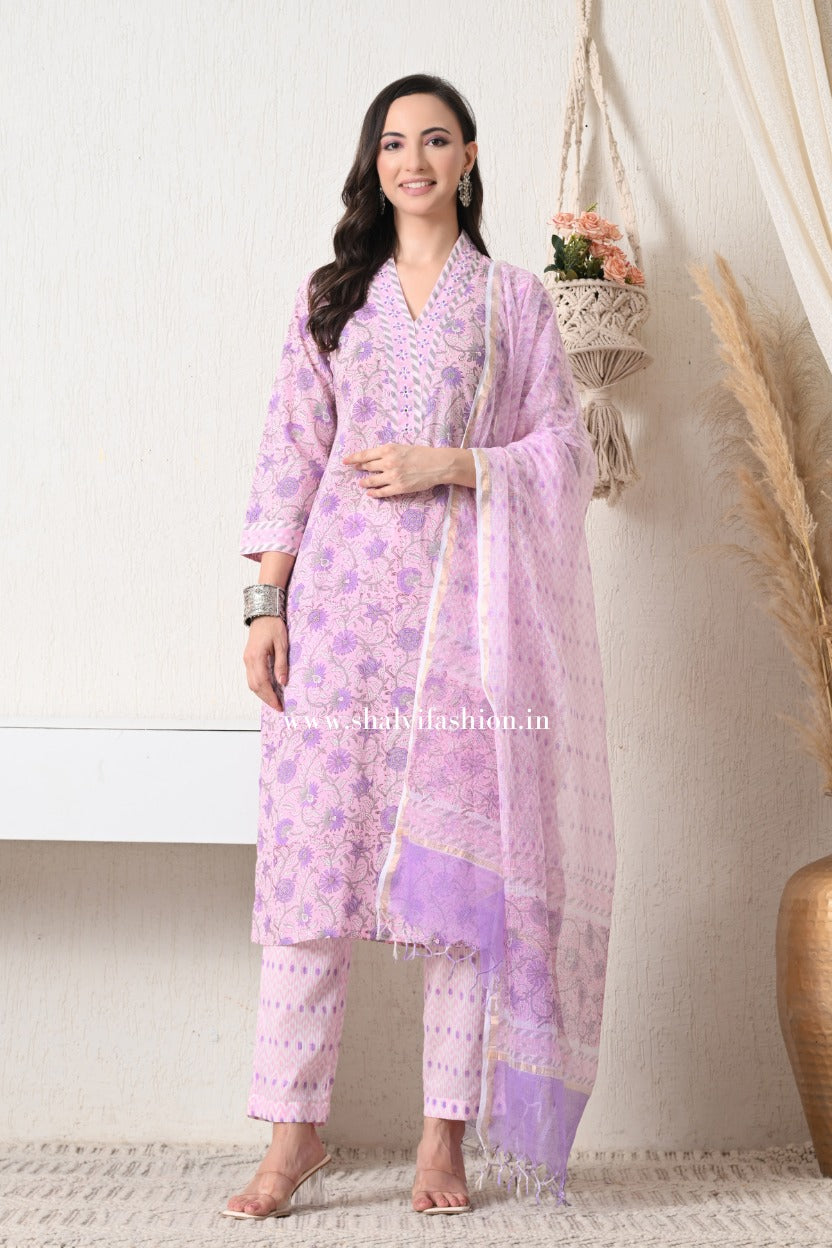 Shop hand block print cotton suits online shopping (CSS412)