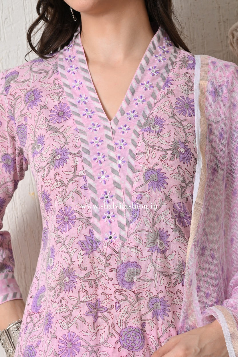 Shop hand block print cotton suits online shopping (CSS412)