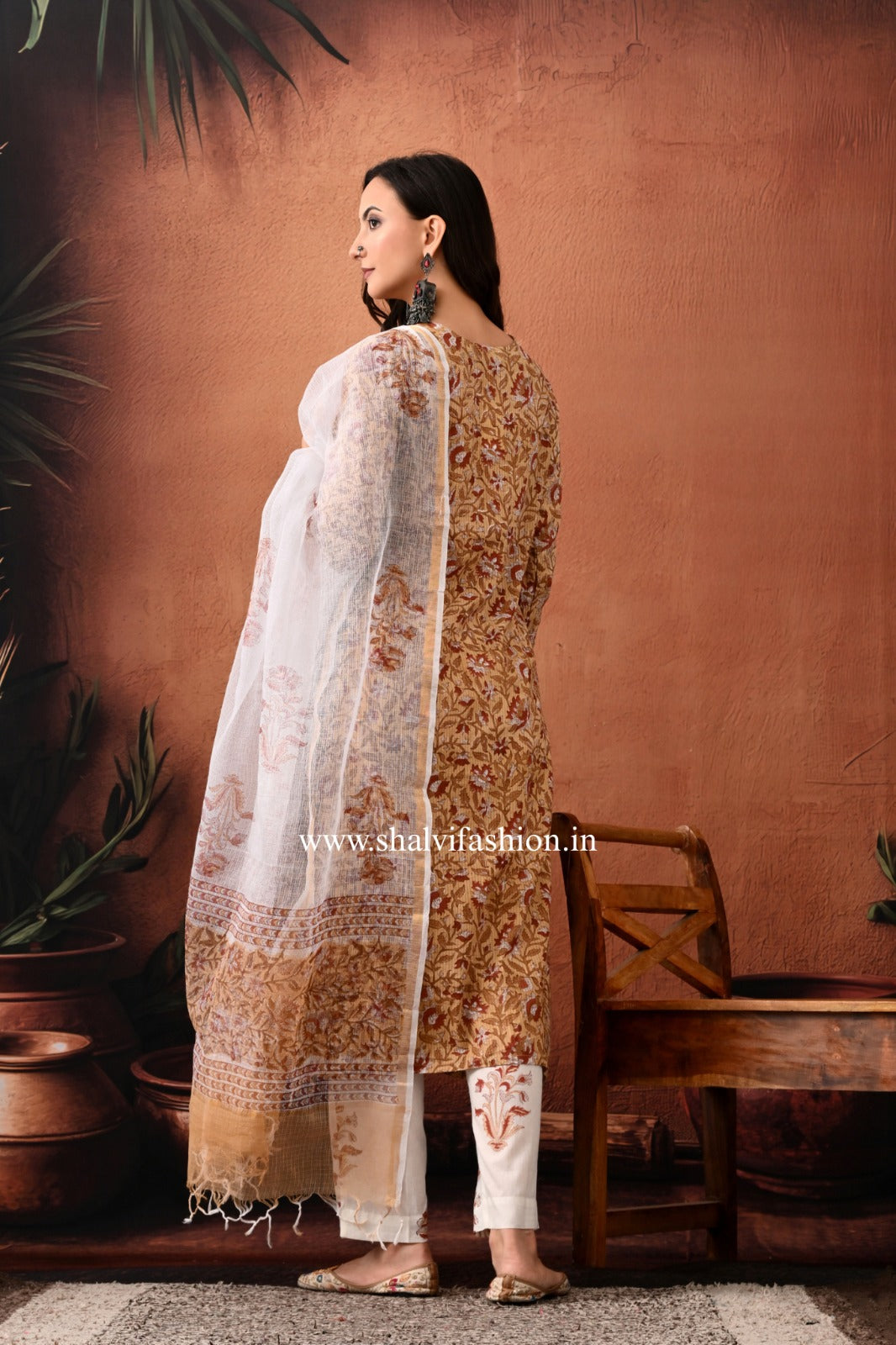 Shop hand block print cotton suits with kota dupatta online (CSS413)