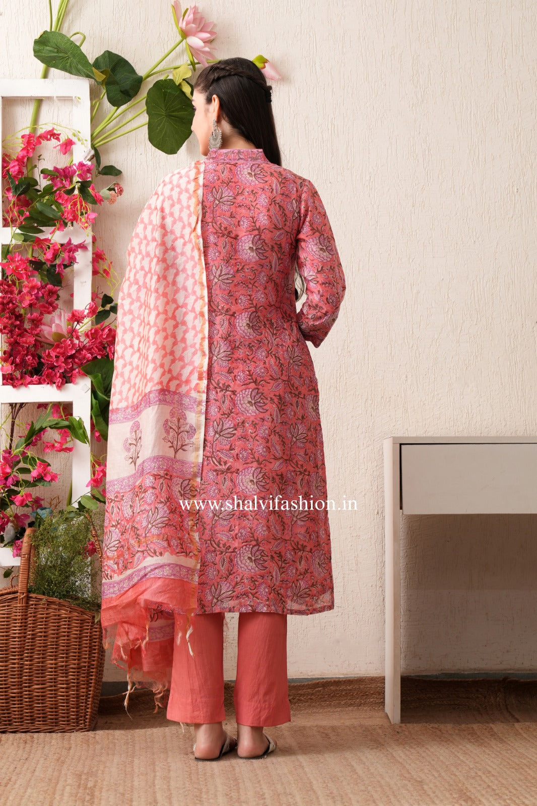 Shop block printed chanderi silk suits (CSS443)