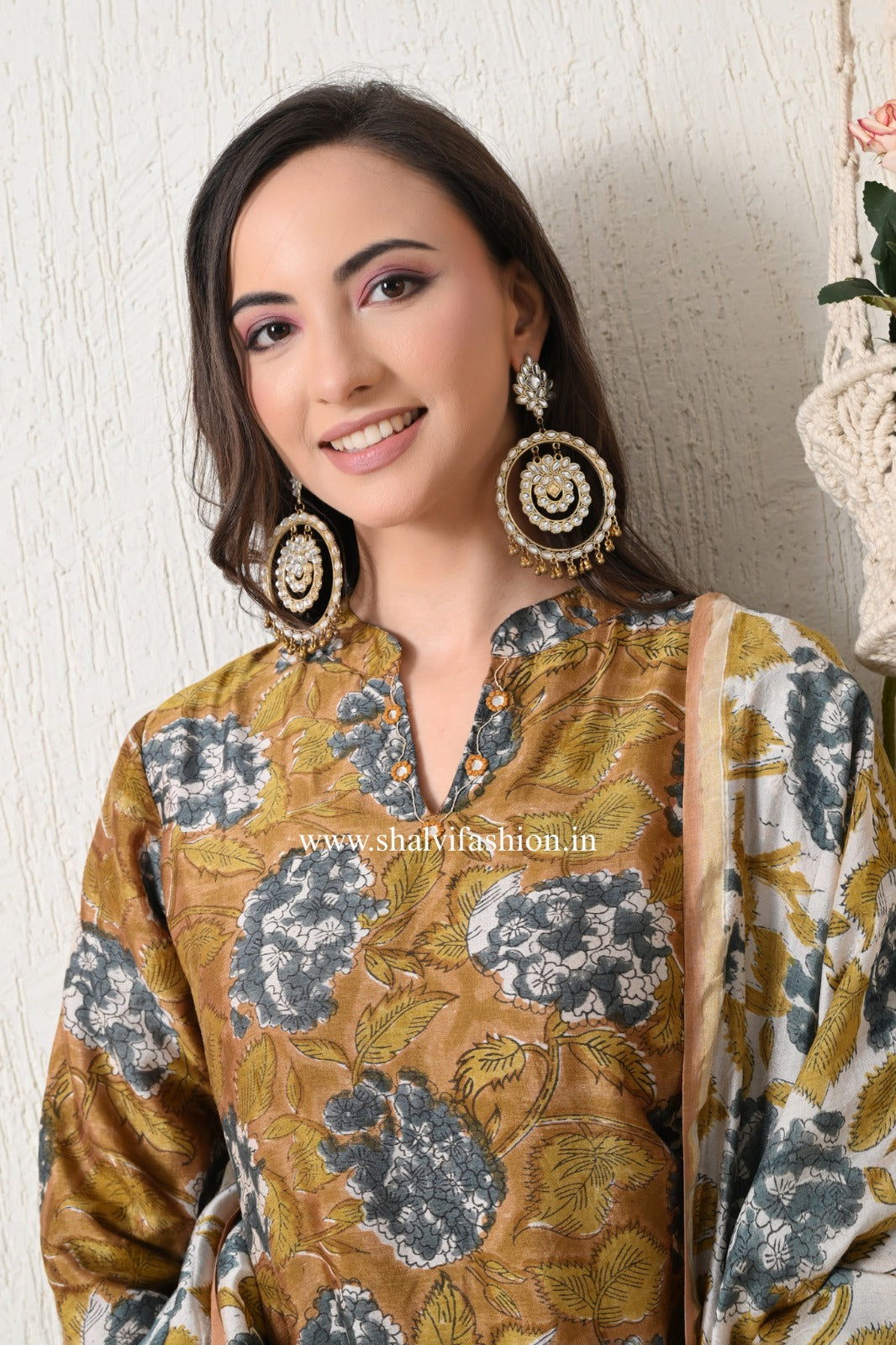 Shop hand block printed chanderi silk suits (CSS444)