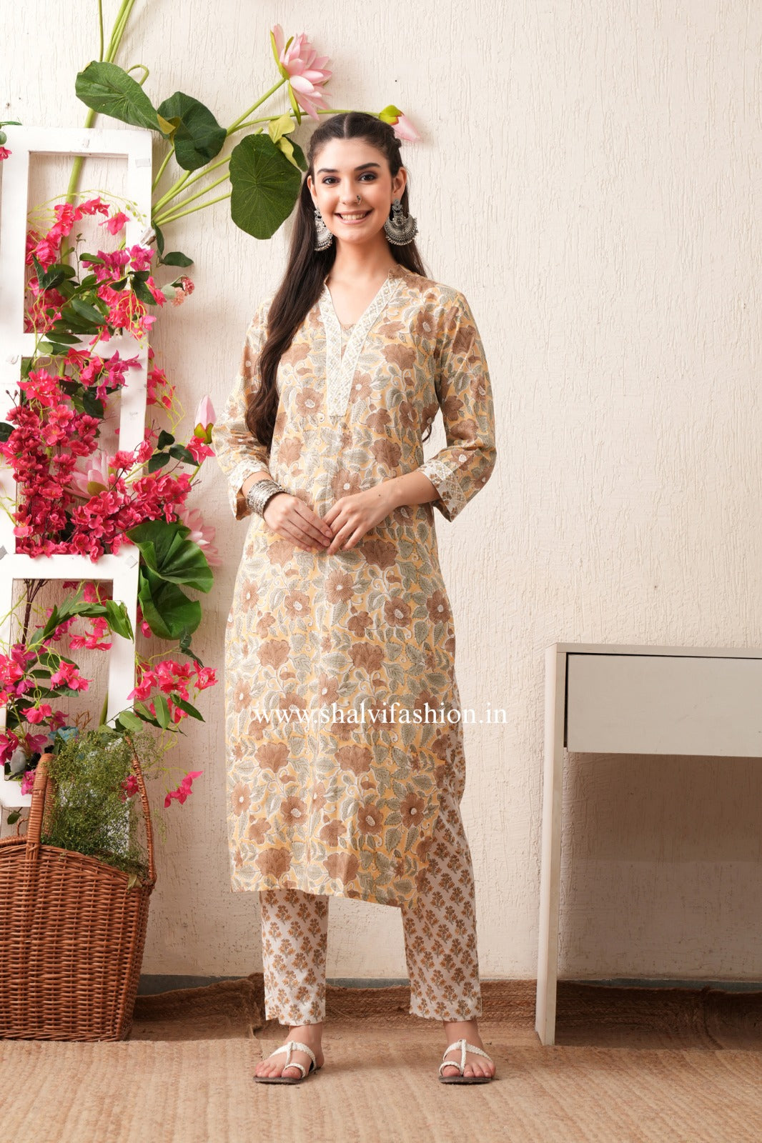 Shop hand block print pure cotton suits with kota  doria dupatta (CSS450)