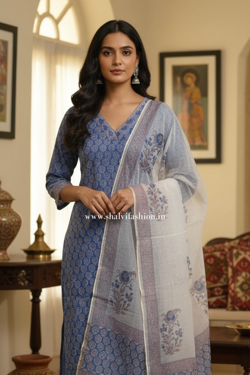 Shop hand block print kota doria suits online shopping (CSS467)