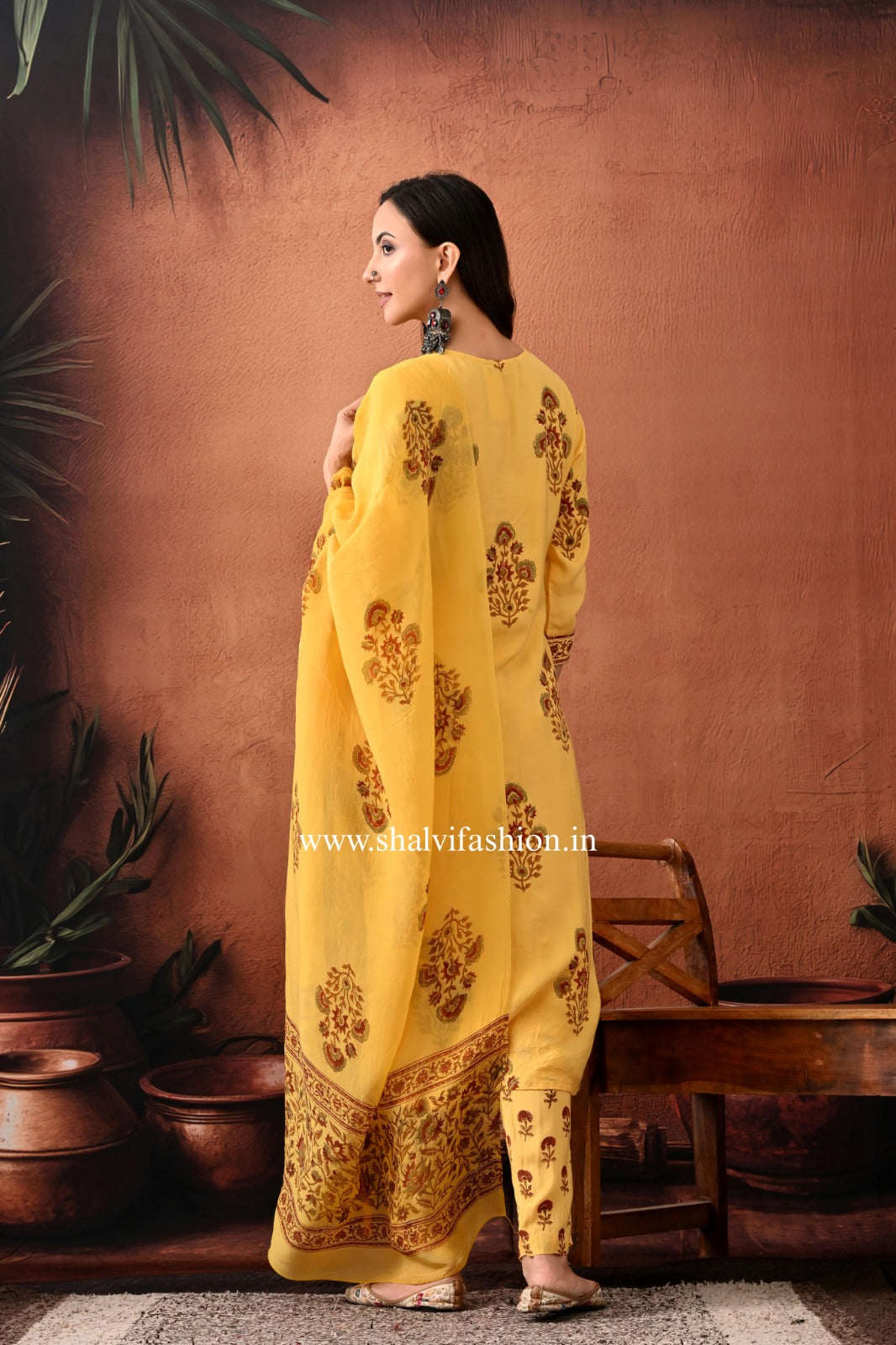 Shop hand block print muslin silk suits (CSS479)