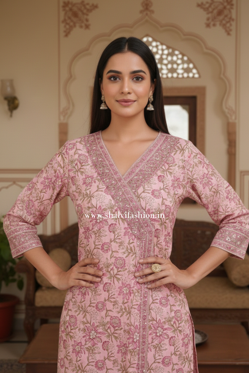 Shop hand block print chanderi silk suits online (CSS515)