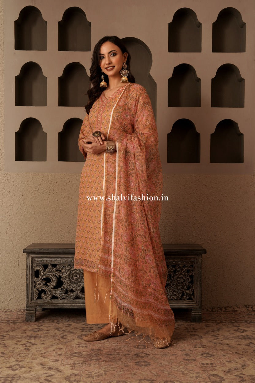 Shop jaipuri print kota doria suita online shopping (CSS557)