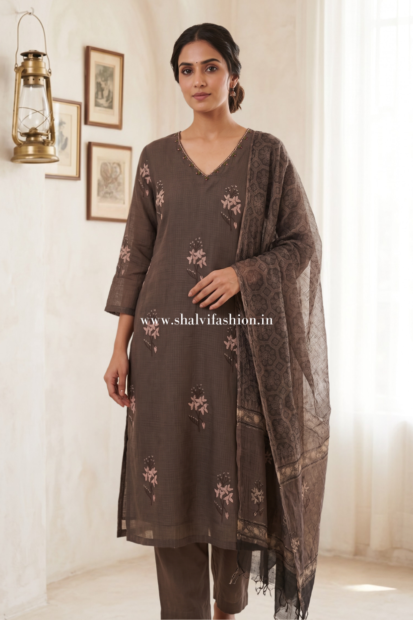 Shop block print kota doria suits online shopping (CSS568)