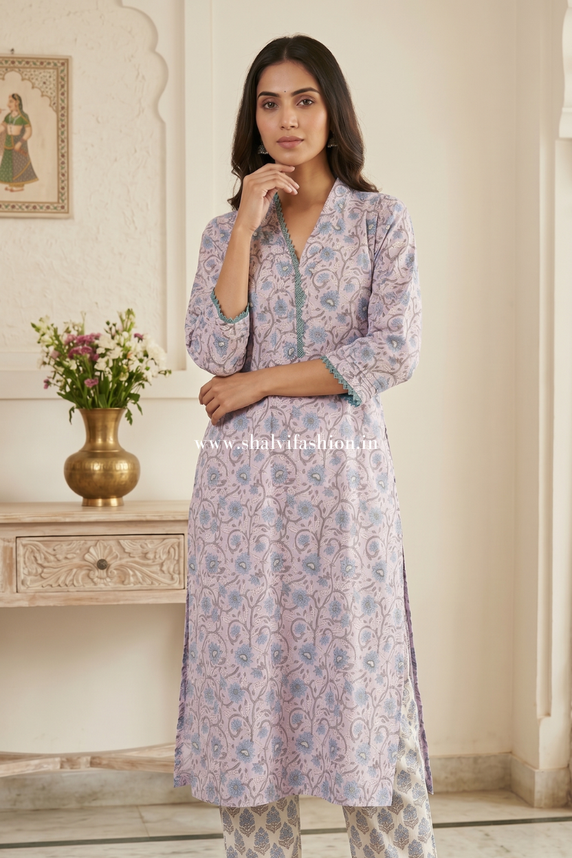 Shop jaipuri block printed cotton suits with kota dupatta (CSS579)