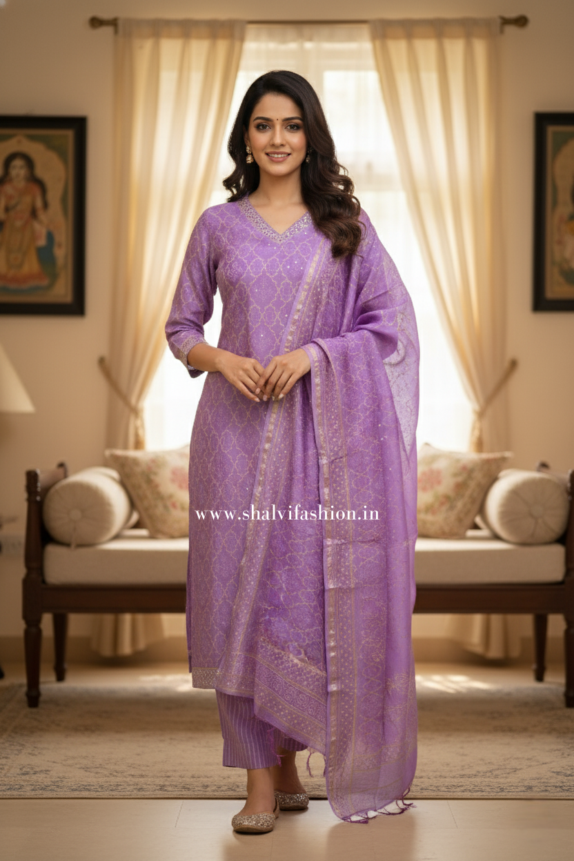 Shop chanderi silk suit sets online (CSS57)