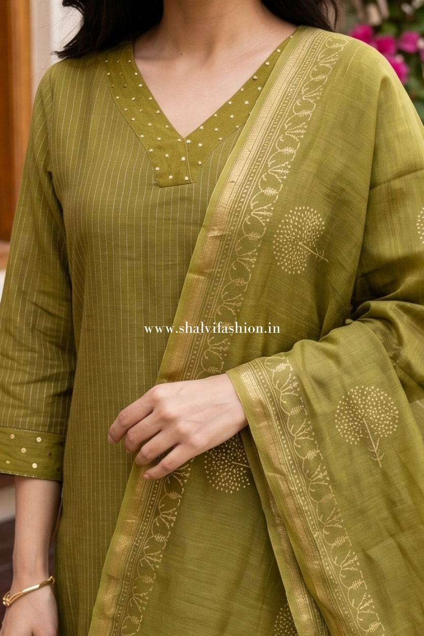 Shop sanganeri hand block print chanderi silk suits online (CSS587)
