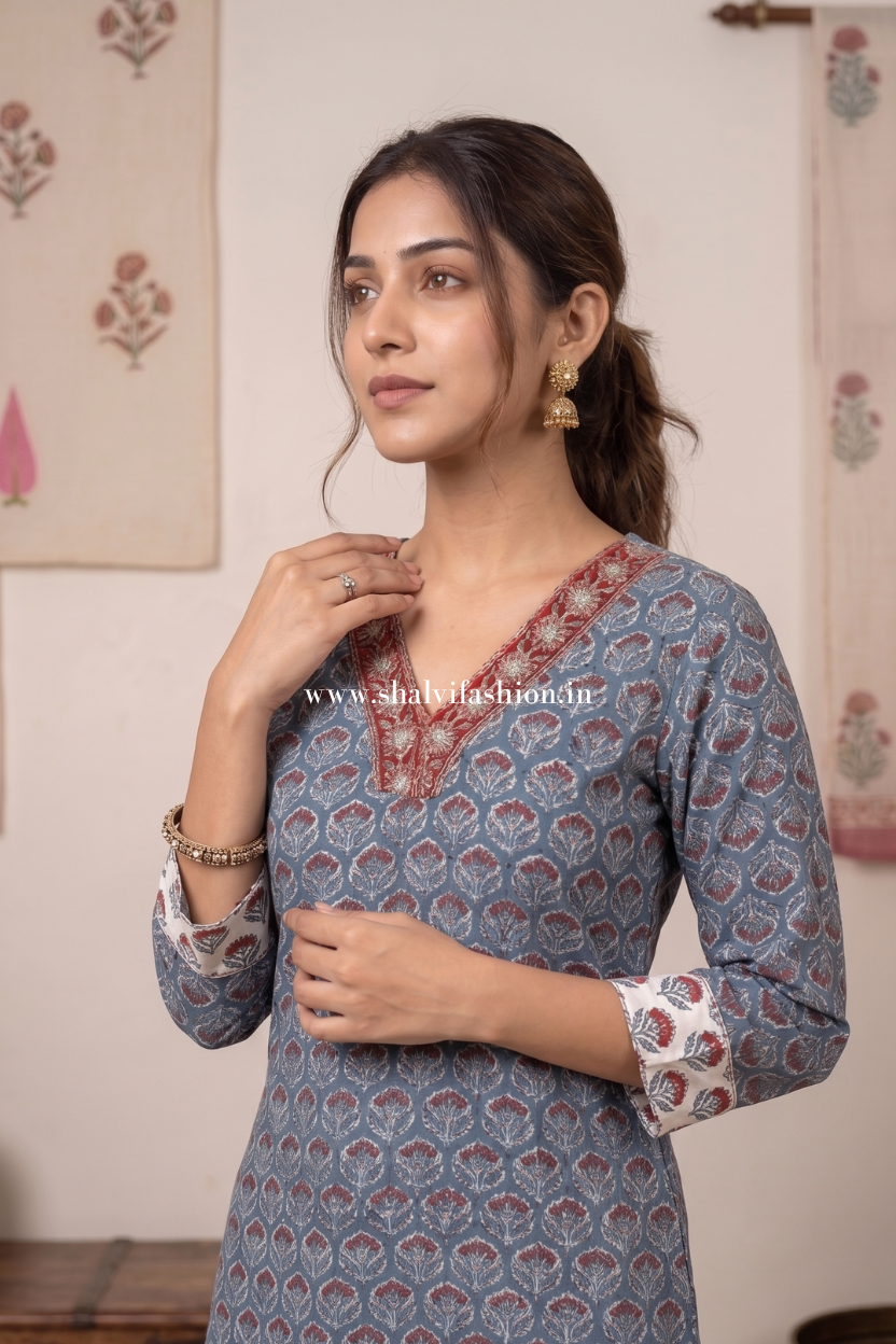 Shop block printed kota doria stitched suits (FKDS11)