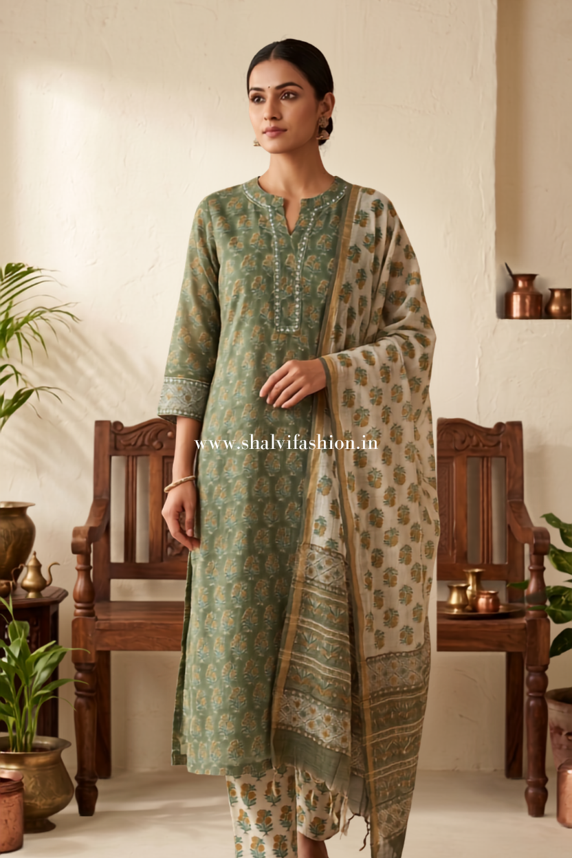 Shop hand block print kota doria suits (FKDS17)