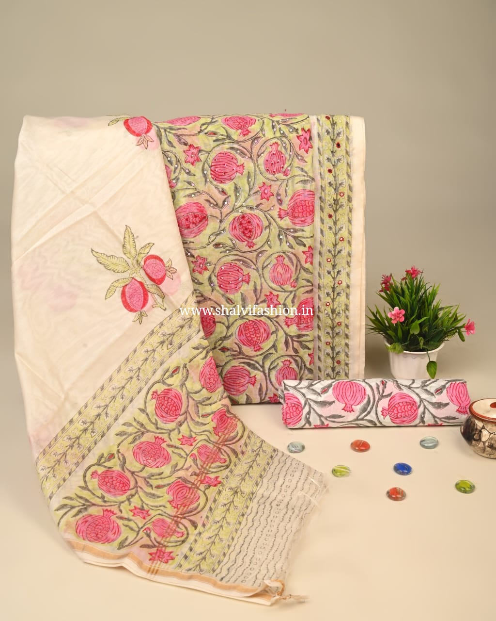 Shop hand work chanderi silk suits (GOTA81)