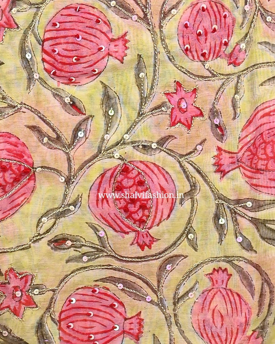 Shop hand work chanderi silk suits (GOTA81)