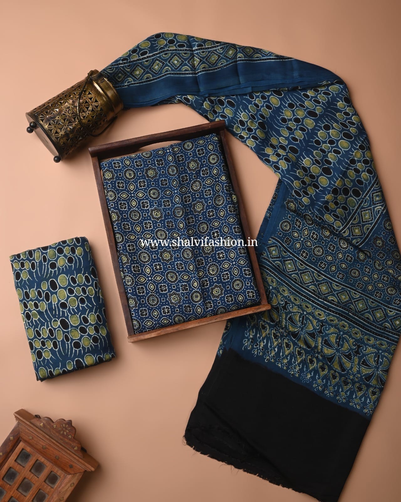 Shop jaipuri ajrak print modal silk suits (MOD100)