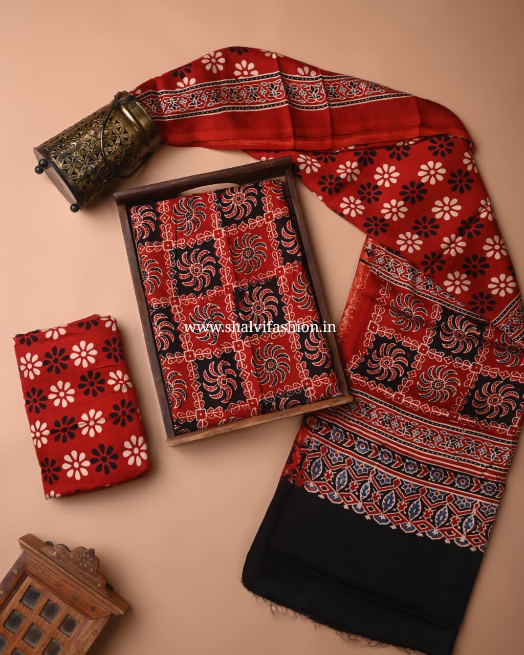 Shop block print modal silk suits online shopping (MOD110)