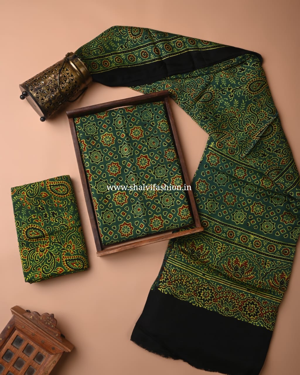 Shop unstitched ajrak print modal silk suits (MOD115)