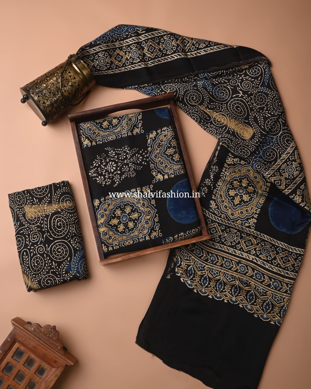 Shop jaipuri ajrak print modal silk suits (MOD123)