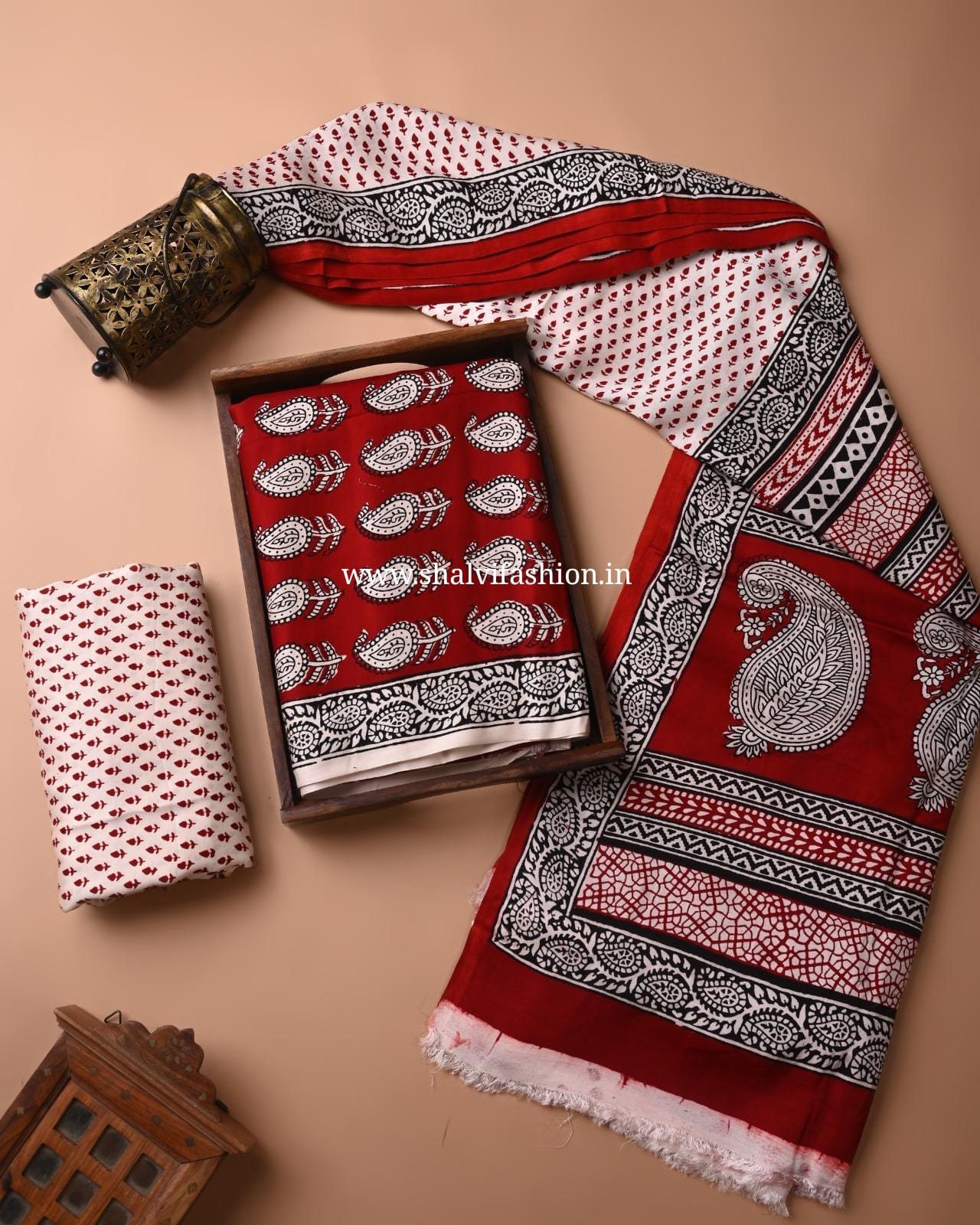 Shop block printed modal silk suits online (MOD90)