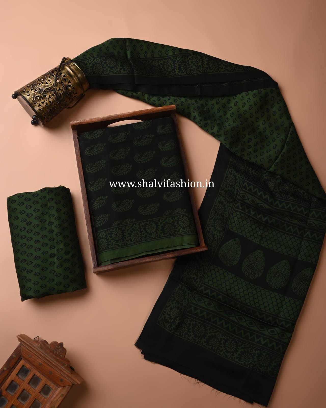 Shop unstitched bagh print modal silk suits in jaipur (MOD130)