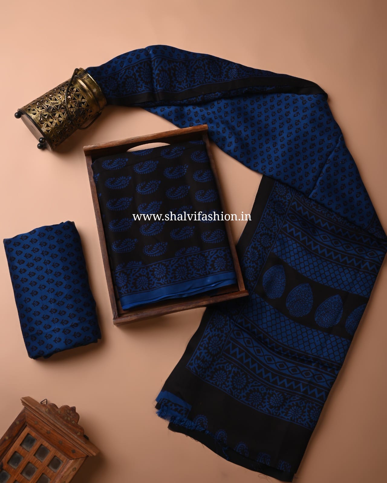 Shop hand block print modal silk suits (MOD135)