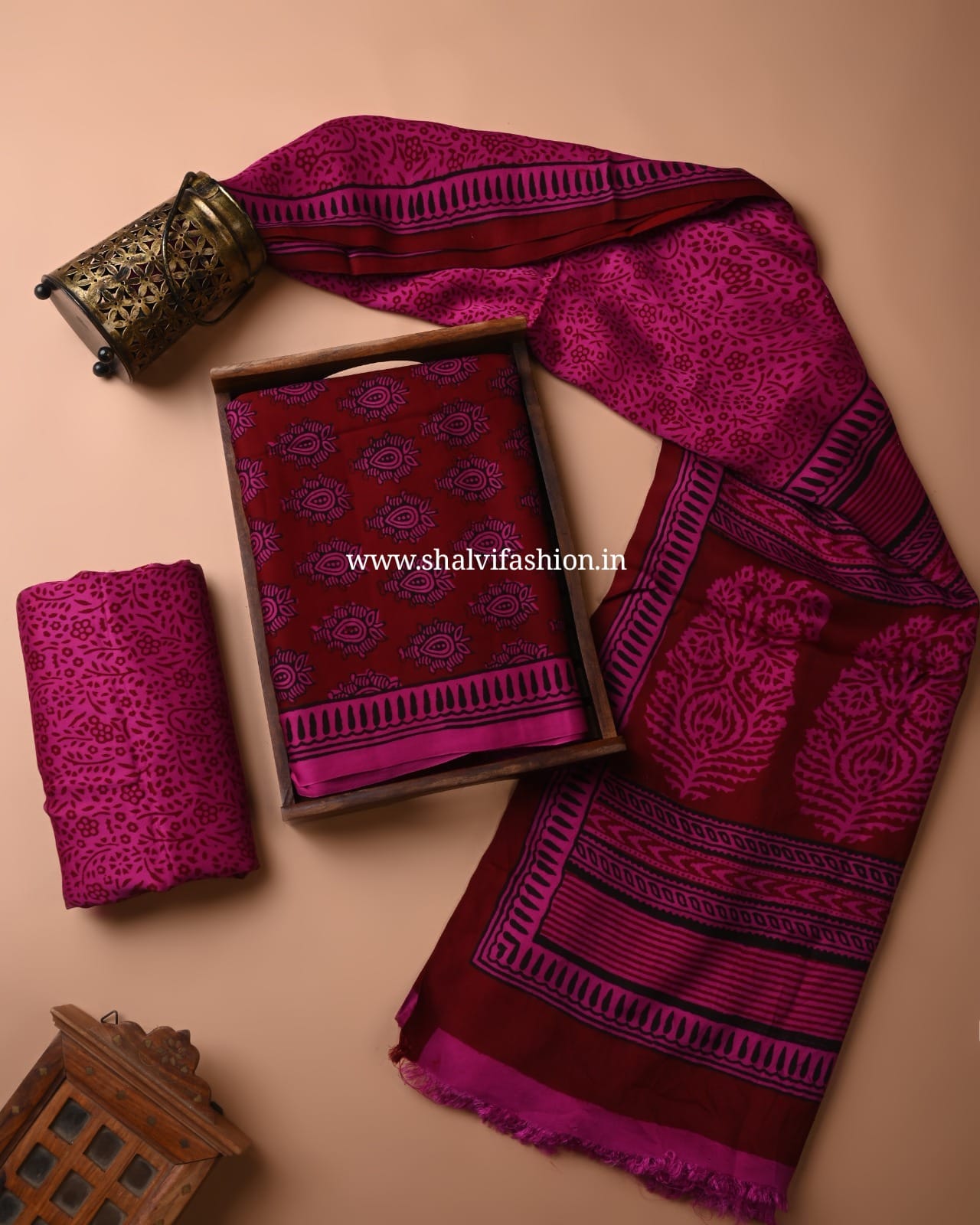 Shop block print modal silk suits online shopping (MOD136)