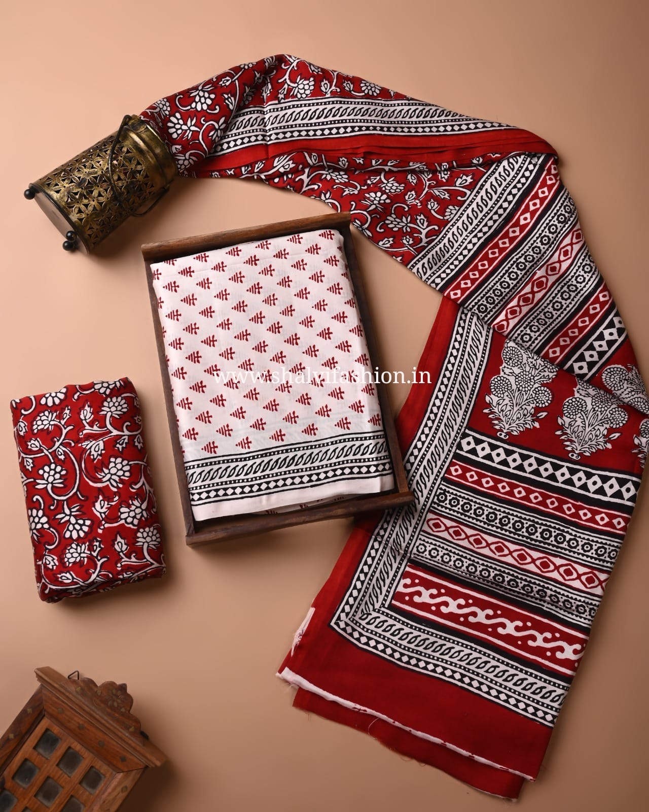 Shop unstitched bagh print modal silk suits in jaipur (MOD138)