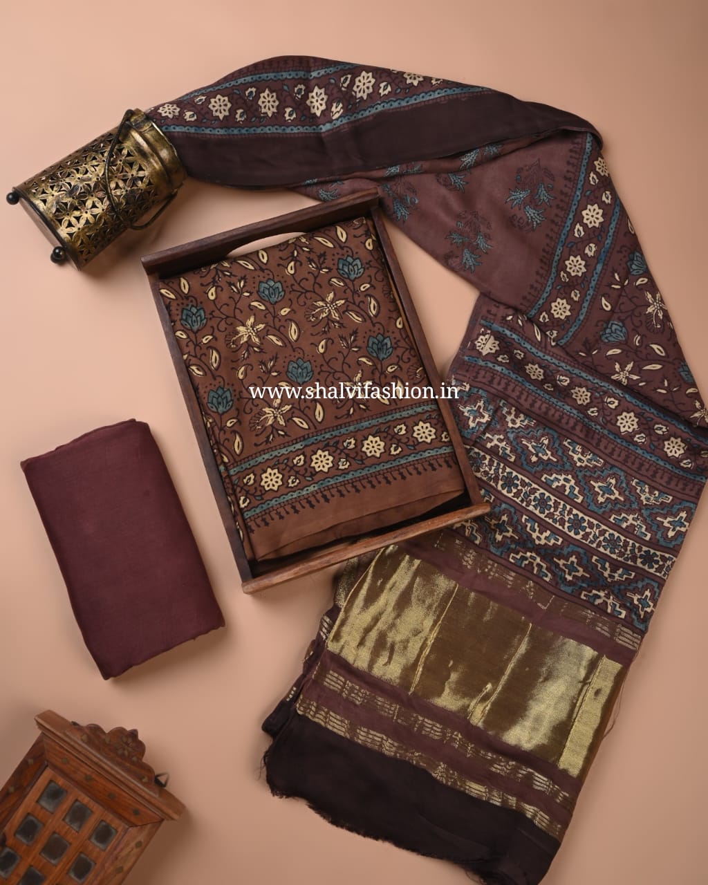 Shop ajrak print modal suits with pure lagdipatta dupatta (MOD149)