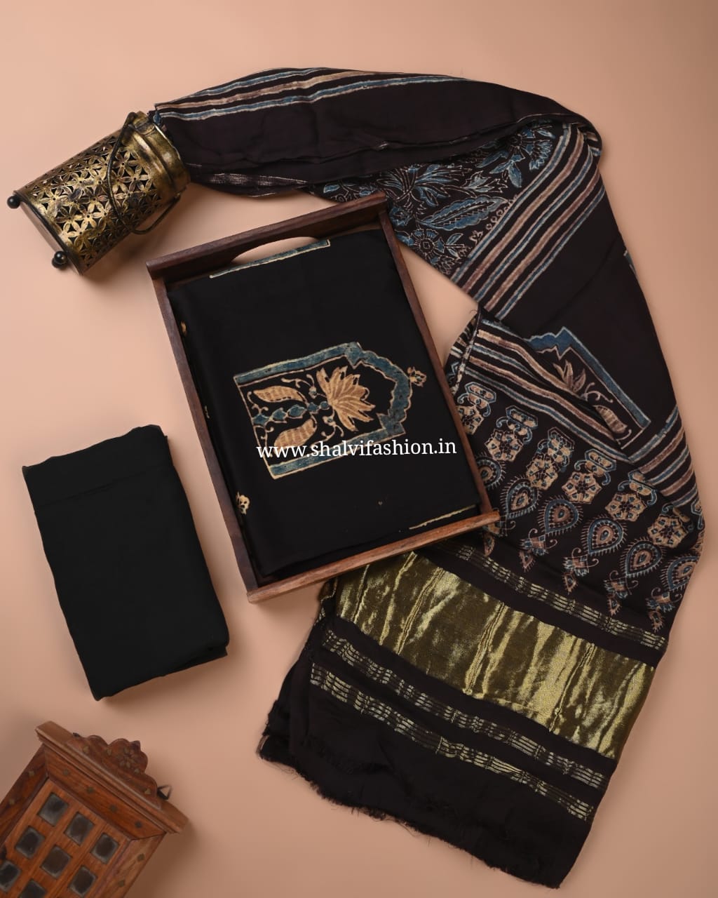 Shop ajrak print modal suit set with pure lagdipatta dupatta online (MOD151)