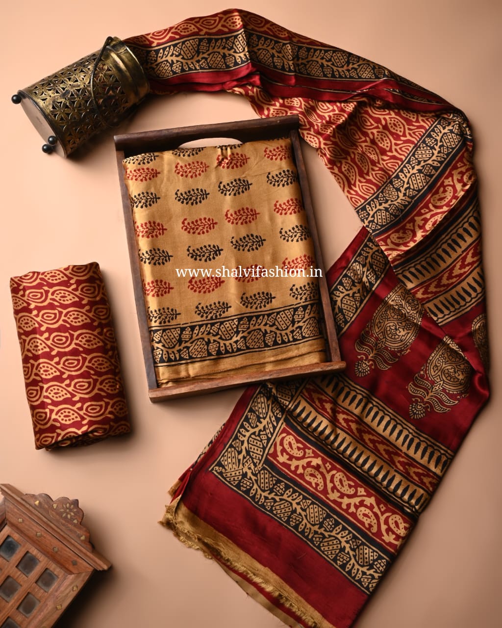 Shop bagh printed modal silk suits in jaipur (MOD69)