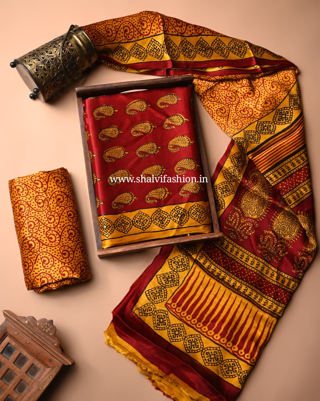 Shop block print bagh print modal silk suits (MOD70)