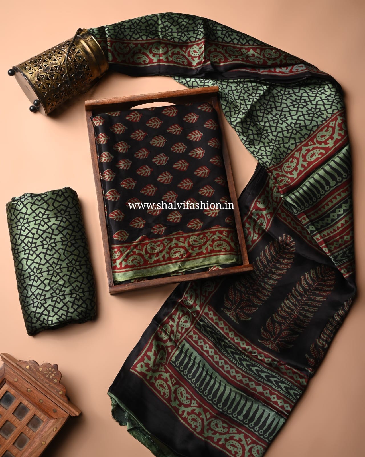 Shop bagh print modal silk suits in jaipur (MOD79)