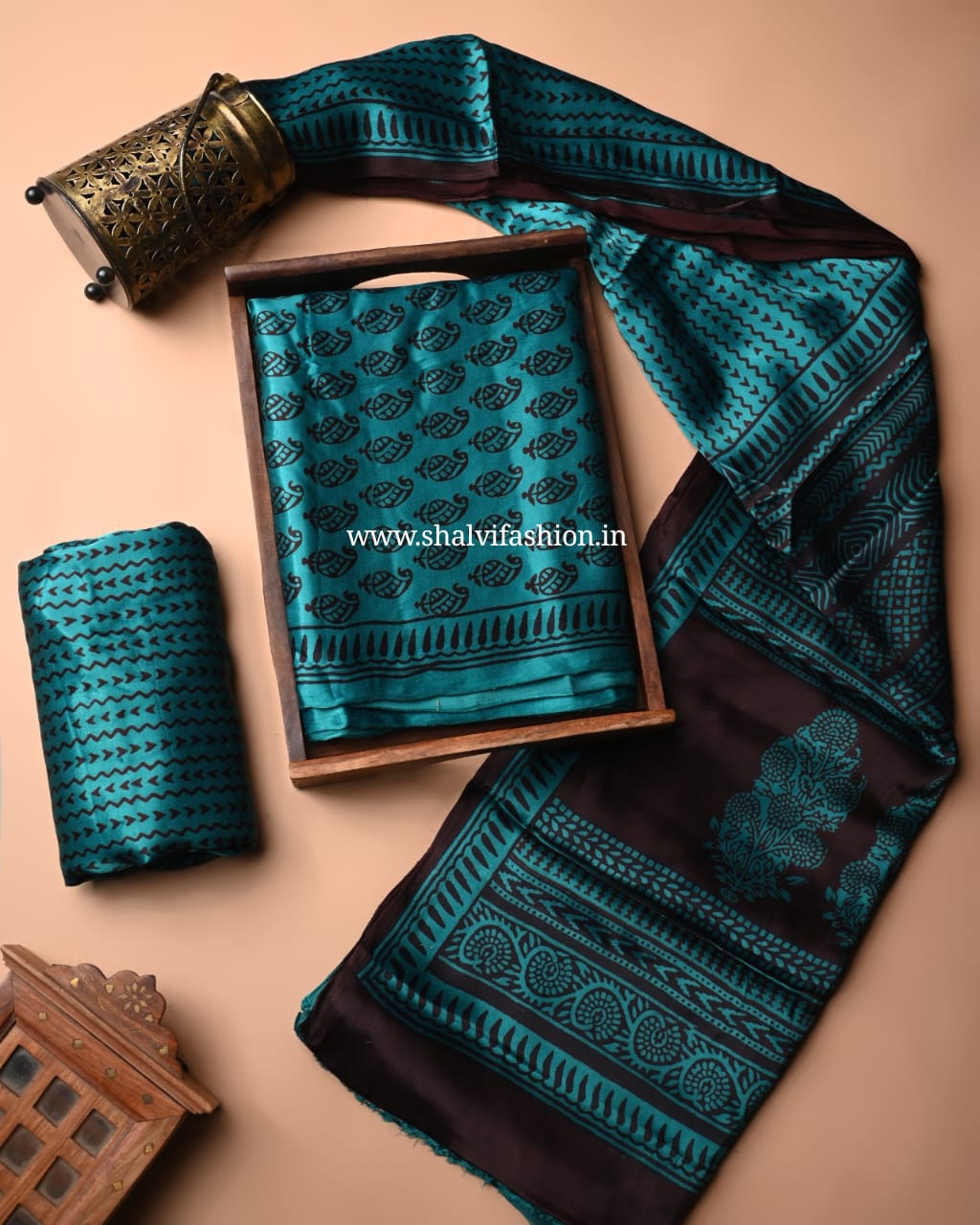 Shop bagh print modal silk suits in jaipur (MOD86)