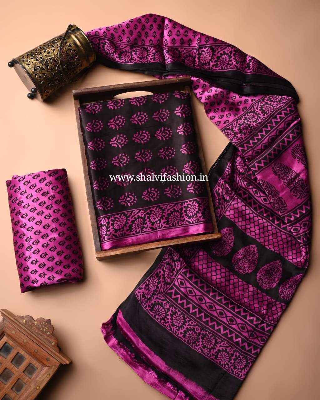 Shop block print modal silk suits online shopping (MOD89)