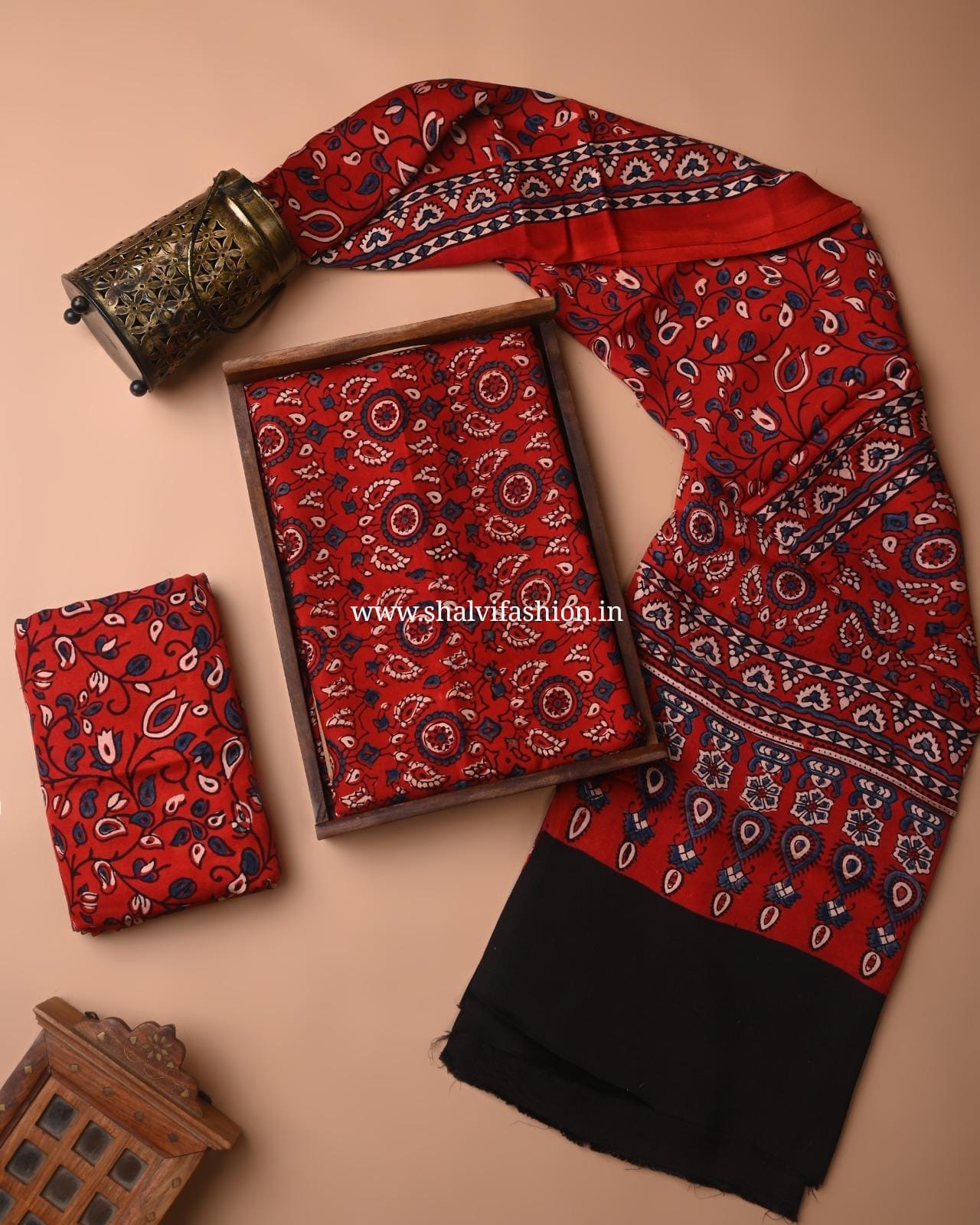 Shop ajrak print modal silk suits (MOD96)
