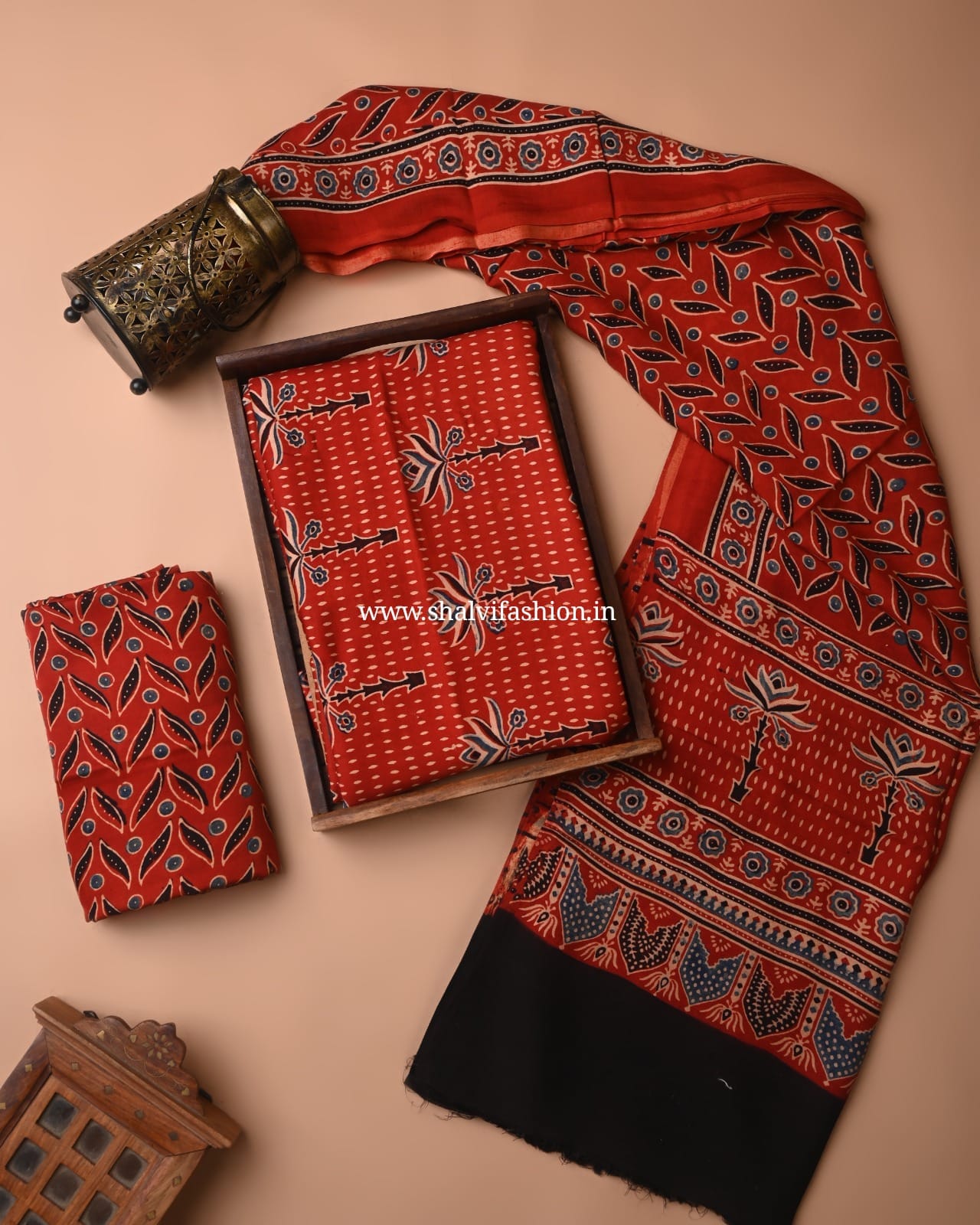 Shop ajrak print modal silk suits in jaipur (MOD98)