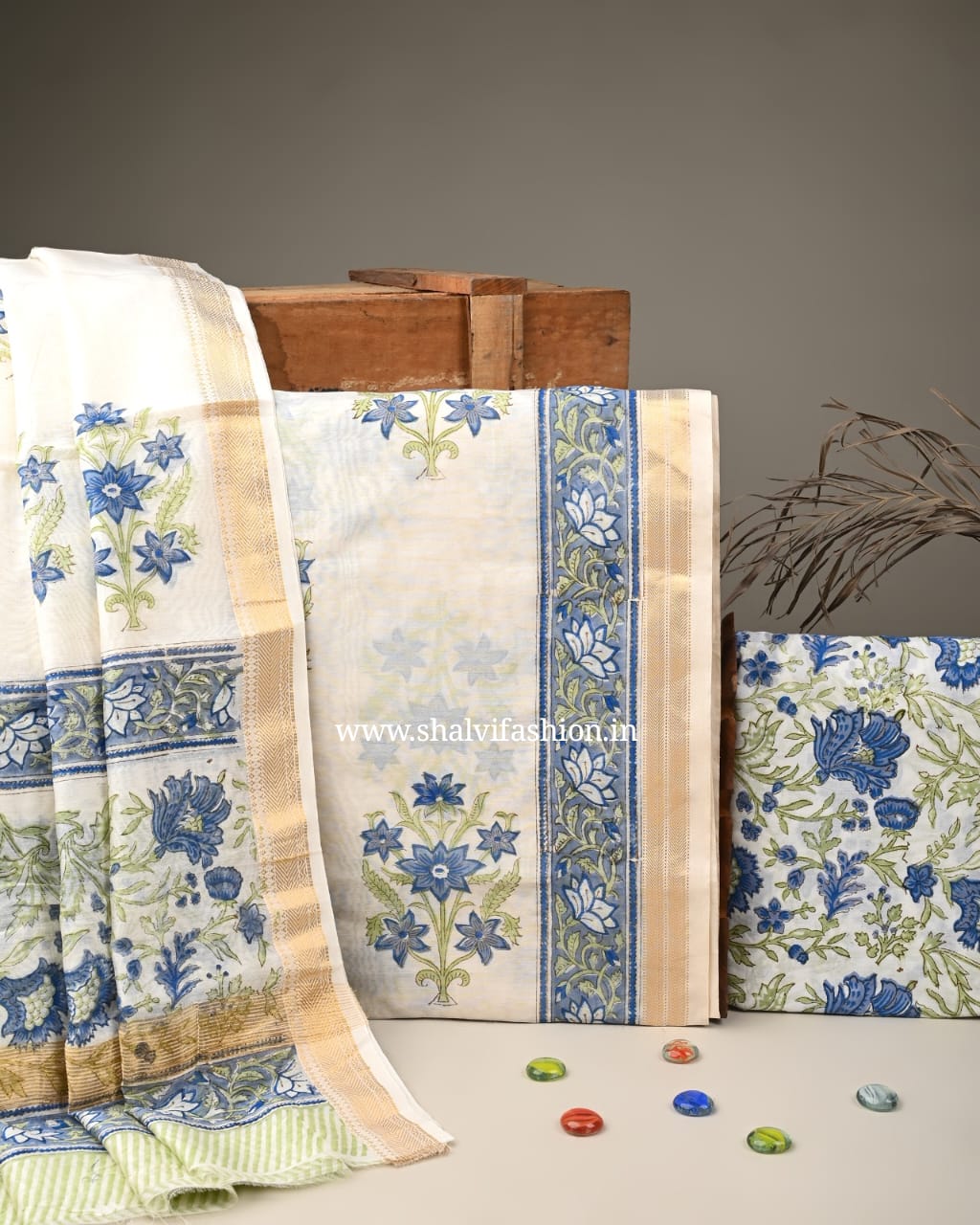 Shop hand block printed maheshwari suits in jaipur (MSL227)