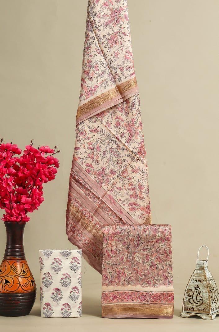 Shop hand block print maheshwari silk suits online (MSL522)