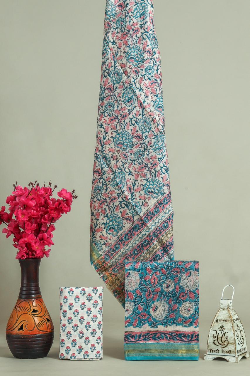 Shop block printed maheshwari silk suits (MSL523)