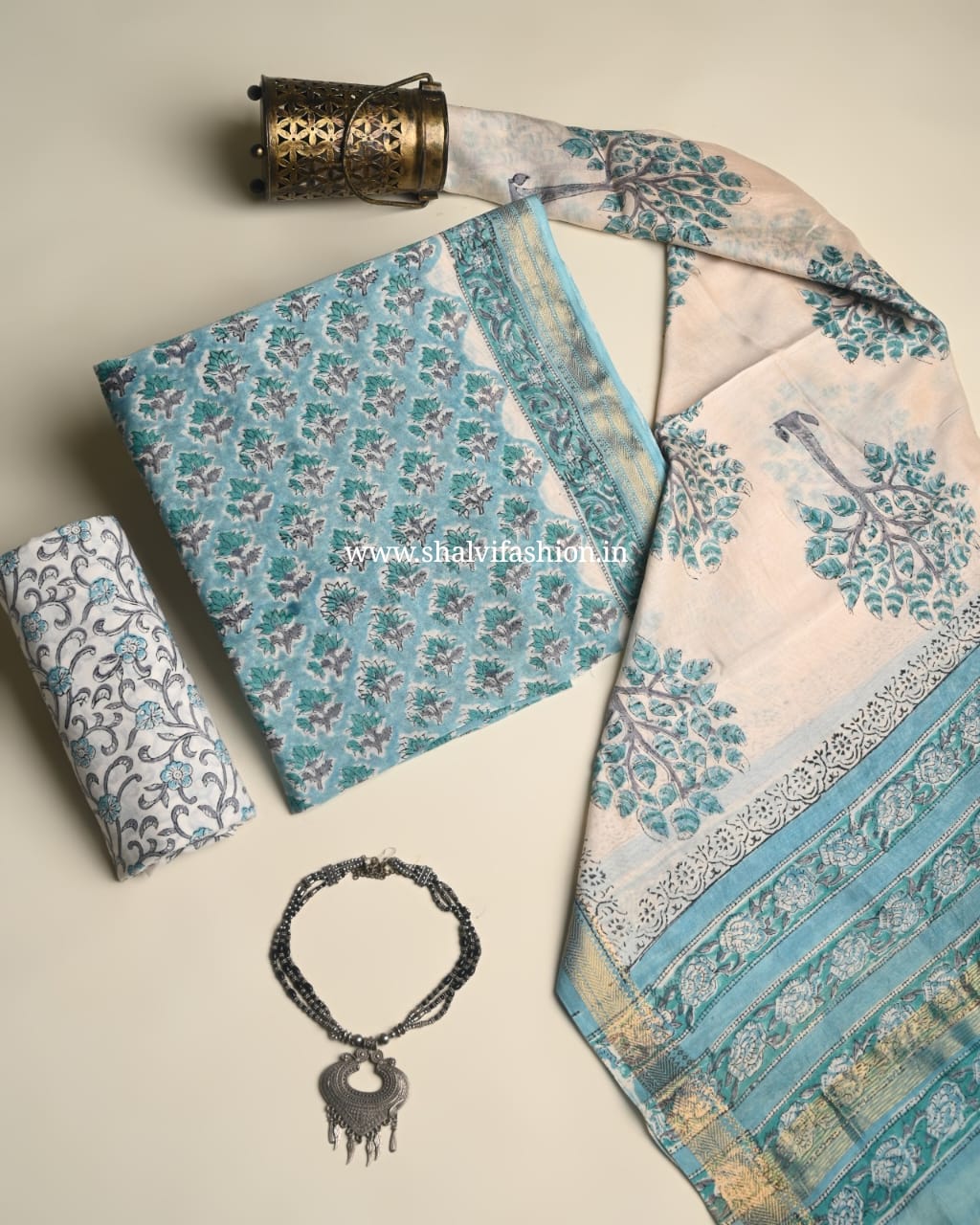 Shop hand block print maheshwari silk suits online shopping (MSL534)