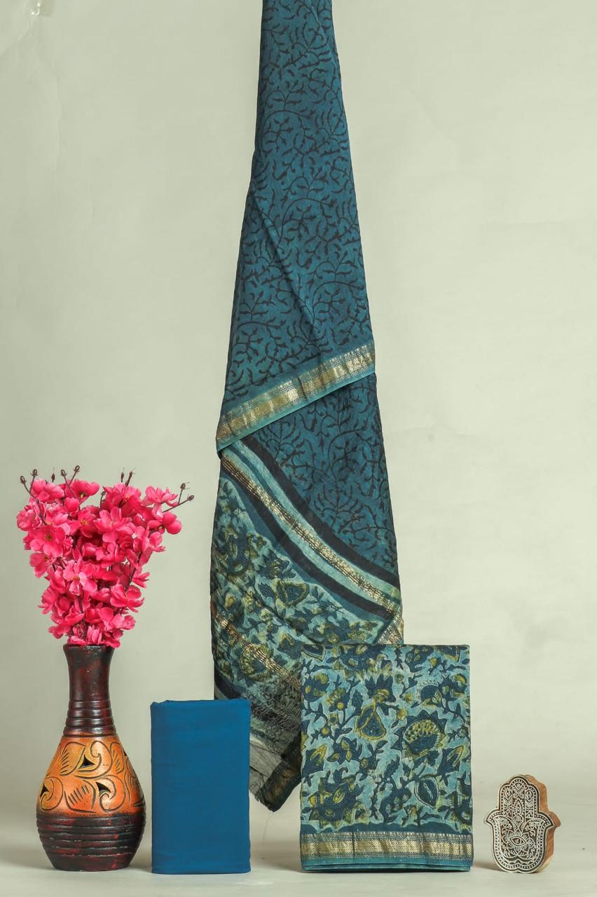 Shop block printed maheshwari silk suits (MSL575)